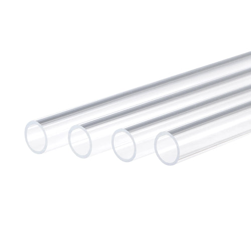 4 Pack Acrylic Pipe Rigid Round Tube Clear 0.4"(10mm) ID 1/2"(12mm) OD 20" High Impact for Lighting, Models, Plumbing, Crafts