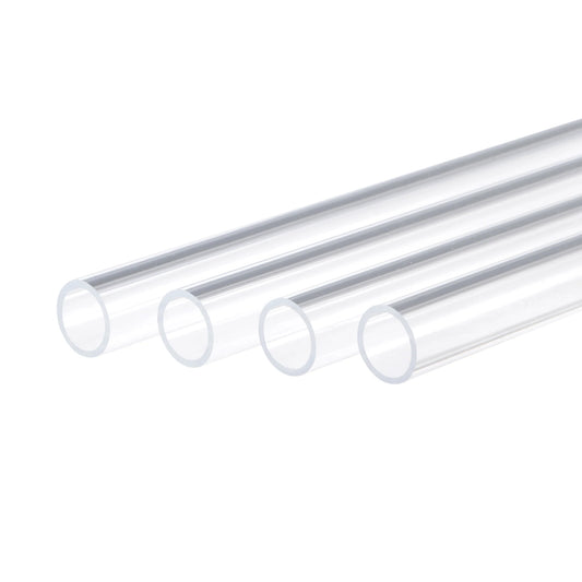 4 Pack Acrylic Pipe Rigid Round Tube Clear 0.4"(10mm) ID 1/2"(12mm) OD 20" High Impact for Lighting, Models, Plumbing, Crafts