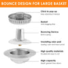 3 In 1 Kitchen Sink Drain Strainer Stainless Steel Pop Up Sink Stopper Anti Clogging Kitchen Sink Plug Fast Drainage Sink Drain