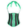 Gothic Striped Satin Halter Underbust Corset Vest 12 Spiral Steel Bones Bustier