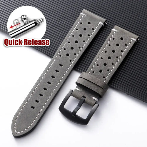 Amazfit Bands Leather Quick Release Watch Band Vintage Brown Cowhide Strap