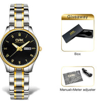 Women's Two Tone Stainless Steel Watch With Day Date