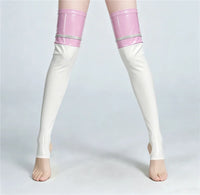 PU Faux Leather Patchwork Thigh-High Open-Foot Boot Stockings