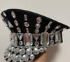 Rhinestone Studded Military Captain Hat & Stage Performance Security Cap