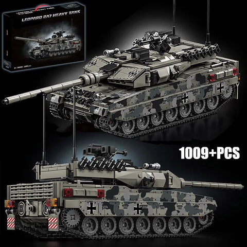 Military WW2 MOC 1009pcs Leopard 2A7 Army Main Battle Tank Soldiers Figures Building Blocks Bricks Set For Children Boys Gifts