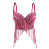 Rhinestone & Bead Tassel Push-Up Underwire Bustier Crop Top