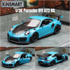 1/36 Porsche 911 GT3 RS Toy Car Model For Children RMZ CiTY Miniature Racing Free Wheels Pull Back Diecast Metal Collection Gift