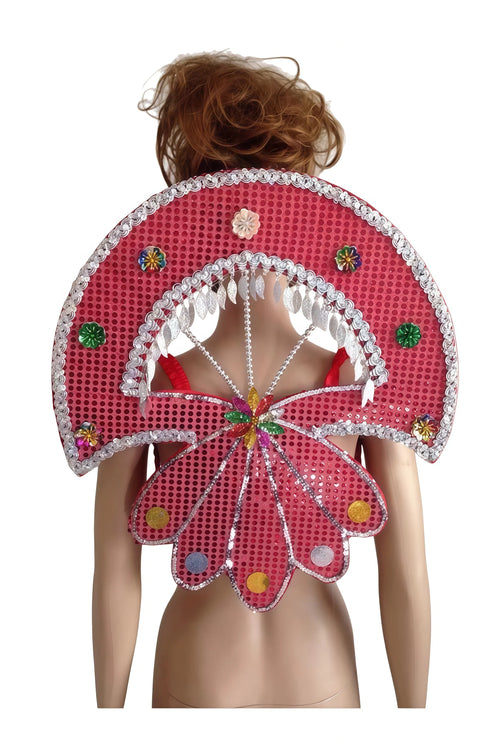Sequined Butterfly-Style Costume Backpiece with Draped Chain