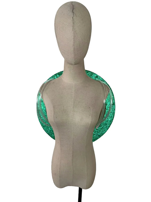 Rhinestone-Embellished Feather Backpiece Frame with Harness