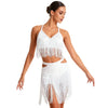 Sparkly Rhinestone & Tassel Fringe Two-Piece Latin Tango Dance Outfit Set