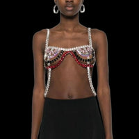 Dazzling Mixed-Color Crystal Bra Chain & Lumbar Bikini Body Jewelry