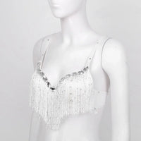The Stardust Oasis Sirena – Sequined Tassel & Rhinestone Push-Up Belly Dance Bra Top