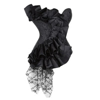 Victorian Ruffle Floral Lace Overbust Corset Bustier Body Shaper Top