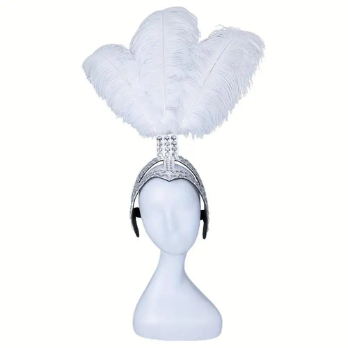 Ostrich Feathered Rhinestone Headpiece