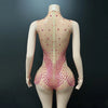 Geometric Rhinestone Sleeveless Stage Bodysuit