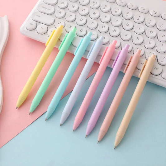 Set of 5 Cute Ballpoint Pens, Korean and Japanese School Office Stationery, Kawaii Neutral Pens for Business and Office Use