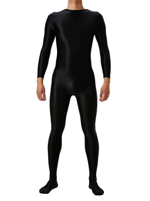 Candy Color Oil Glossy Full-Body Shaping Bodysuit Satin Smooth Leotard