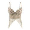 Rhinestone & Bead Tassel Push-Up Underwire Bustier Crop Top