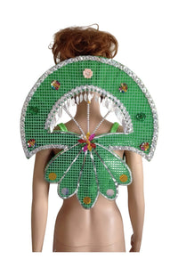 Sequined Butterfly-Style Costume Backpiece with Draped Chain