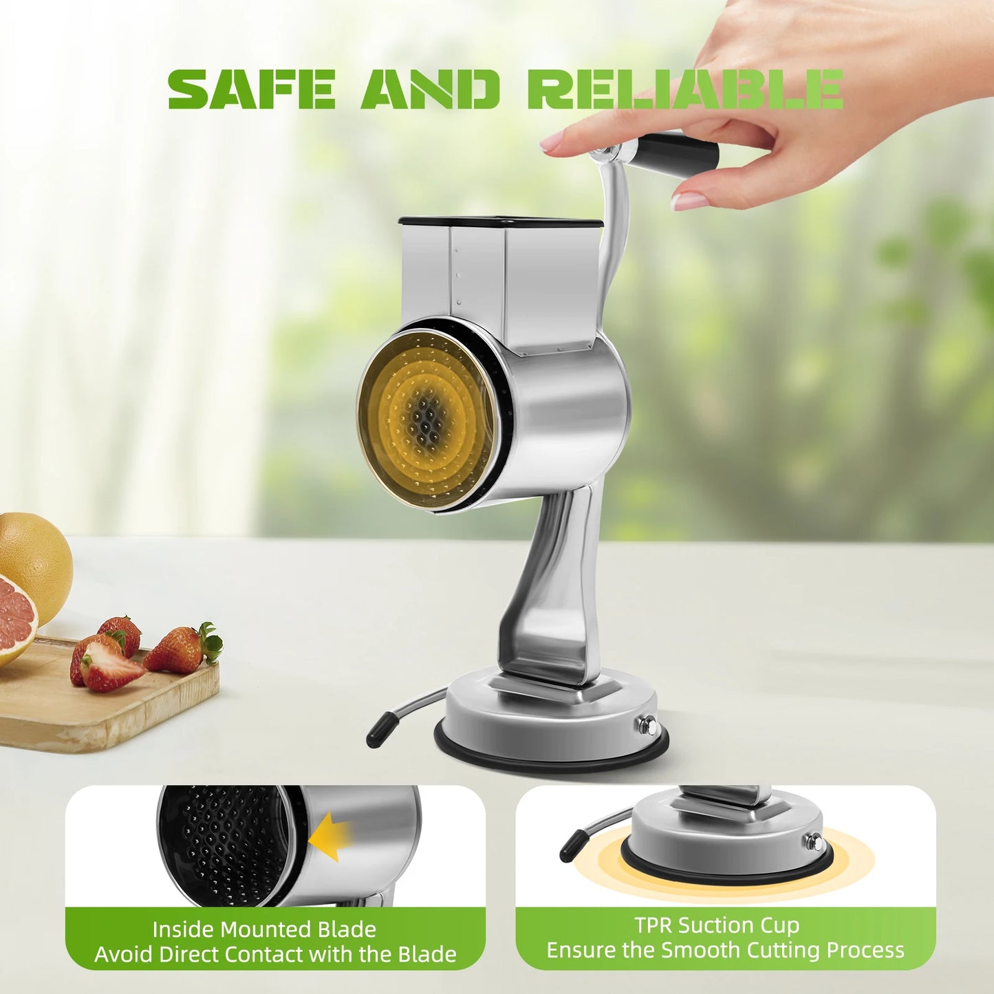 Manual Vegetable Slicer Kitchen Cutter Multi-functional Rotary Food Shredder Meat Grinder W/5 Different Blades&Turning Handle