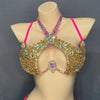 Sparkly Crystal Wire Bra Halter Top Samba Carnival Costume
