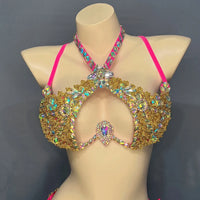Sparkly Crystal Wire Bra Halter Top Samba Carnival Costume