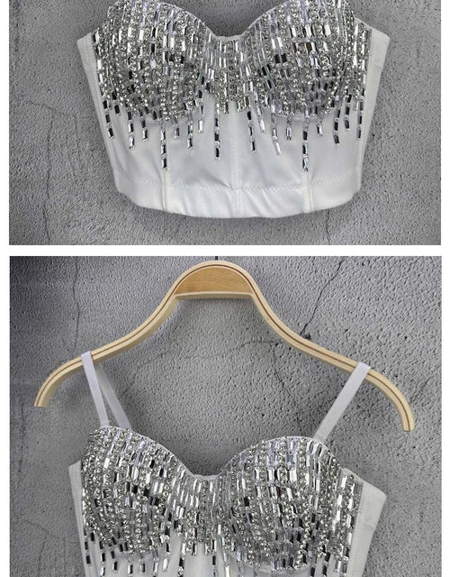 Crystal Beaded Bustier Corset Crop Top Nightclub Party Bralette