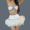 Sparkly Rhinestone Strapless Crop Top & Mesh Tutu Skirt 2-Piece Set