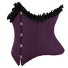 Gothic Underbust Corset Bustier Lace Ruffle Trim Front Busk Waist Cincher
