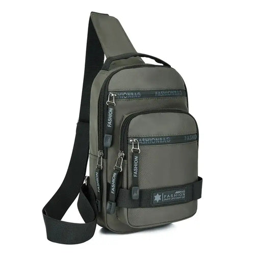 Lightweight nylon chest bag for men, large capacity shoulder backpack, urban casual style, perfect for travel.