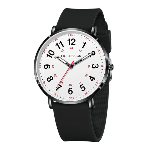 Women's Pink Silicone Watch Large Dial Rose Gold Minimal