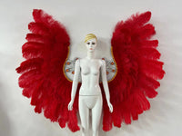 Two-Layer Feather Backpiece with Matching Rhinestone Headdress