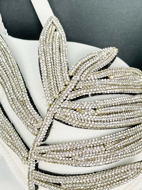 Diamond Rhinestone Leaf Embroidered Bustier Top & Corset Bralette