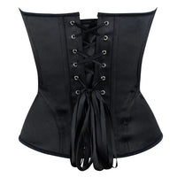 Overbust Corset Bustier Top Built-In Bra Cup Lace-Up Waist Cincher
