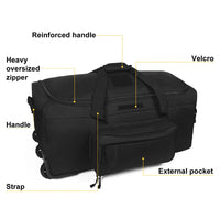 124L Large Capacity Tactical Duffel Bag Rolling Luggage for Heavy-Duty Camping Hiking Luggage Travel Suitcase