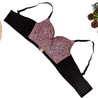 Colored Rhinestone Longline Costume Bra
