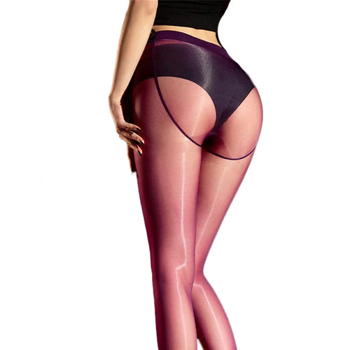 Plus Size Oil Glossy 1D Ultra-Thin Shaping Pantyhose High-Elasticity Tights