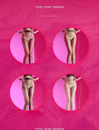 Striped Oil Glossy Sheer High-Waist Shaping Pantyhose Shiny Dance Tights