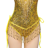 Beaded Sequin Tassel Performance Bodysuit