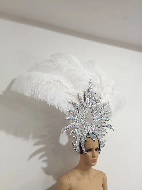 The Stardust Majestic Feather Crown – Carnival & Cabaret Stage Headdress
