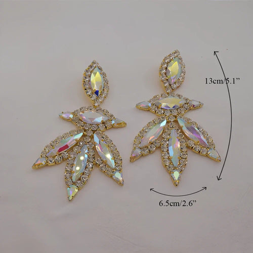 AB Gold Rhinestone Crystal Necklace & Earring Set
