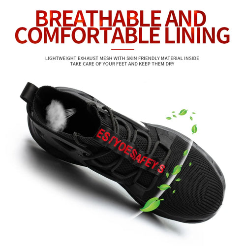 Fashionable breathable anti-smash and anti-puncture safety shoes