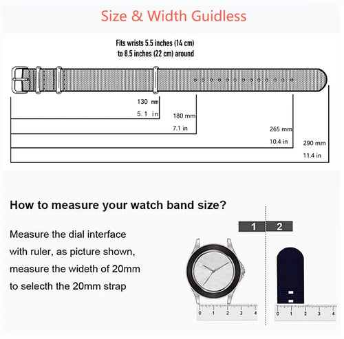 COROS Nylon Ribbed Watch Band For Smartwatch - Military Washable Strap