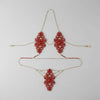 Exaggerated Red Rhinestone Floral Body Chain & Chest Harness Set