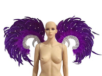 Showgirl Feather Wing Backpiece with Rhinestone Scroll Frames