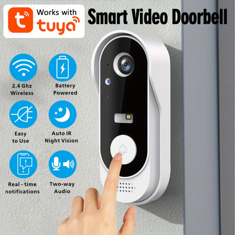 Tuya WiFi wireless smart video doorbell bidirectional outdoor HD camera 1080P support SD card/cloud storage waterproof