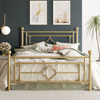 HOOMIC 14 Inch Metal Platform Bed Frame, Vintage Victorian Style, Wrought Iron Headboard and Footboard