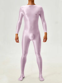 Candy Color Oil Glossy Full-Body Shaping Bodysuit Satin Smooth Leotard