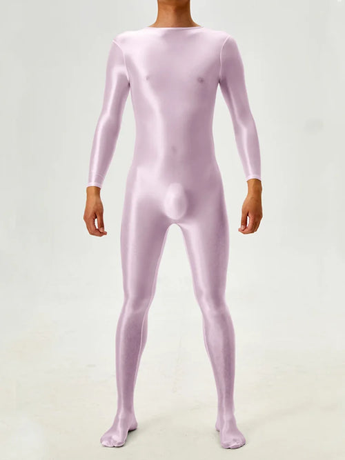 Candy Color Oil Glossy Full-Body Shaping Bodysuit Satin Smooth Leotard