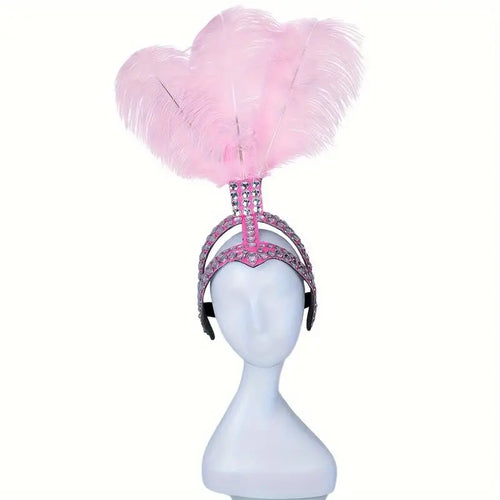 Ostrich Feathered Rhinestone Headpiece